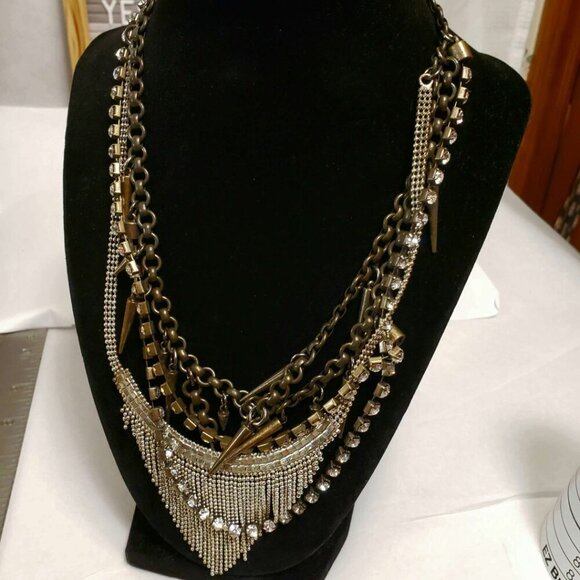 J.Crew Fenton and Fallon Collaboration Necklace Spikes Rhinestones - Picture 9 of 10